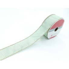 1.5 Inch Mint Wired Ribbon with Gold Threads and Edges, 25 Feet Per Spool (Lot of 1 Spool) SALE ITEM